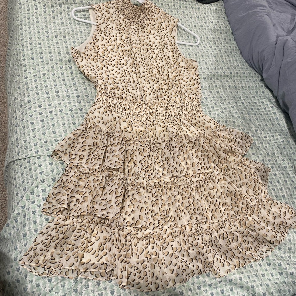 Express Animal Print Tiered Mini Dress